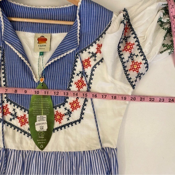 Farm Rio || Pineapple Beach Embroidered Maxi Dress Tiered A-Line‎ Small NWT - Picture 9 of 11